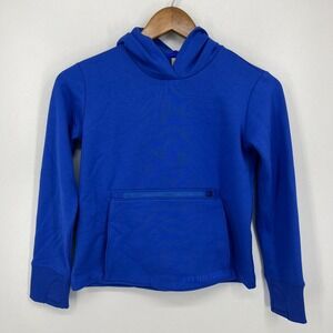 Athleta Hoodie Girls Size M Blue Solid Pullover Zip Pocket Active